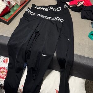 Nike Pro Black Leggings with White Logo